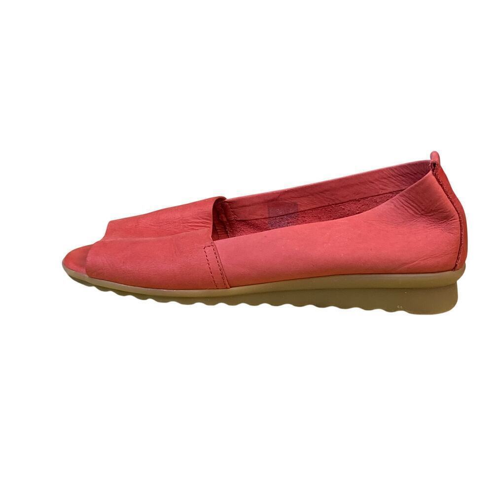 The Flexx Red Leather Peep-Toe Comfort Flats Size 7 SALE